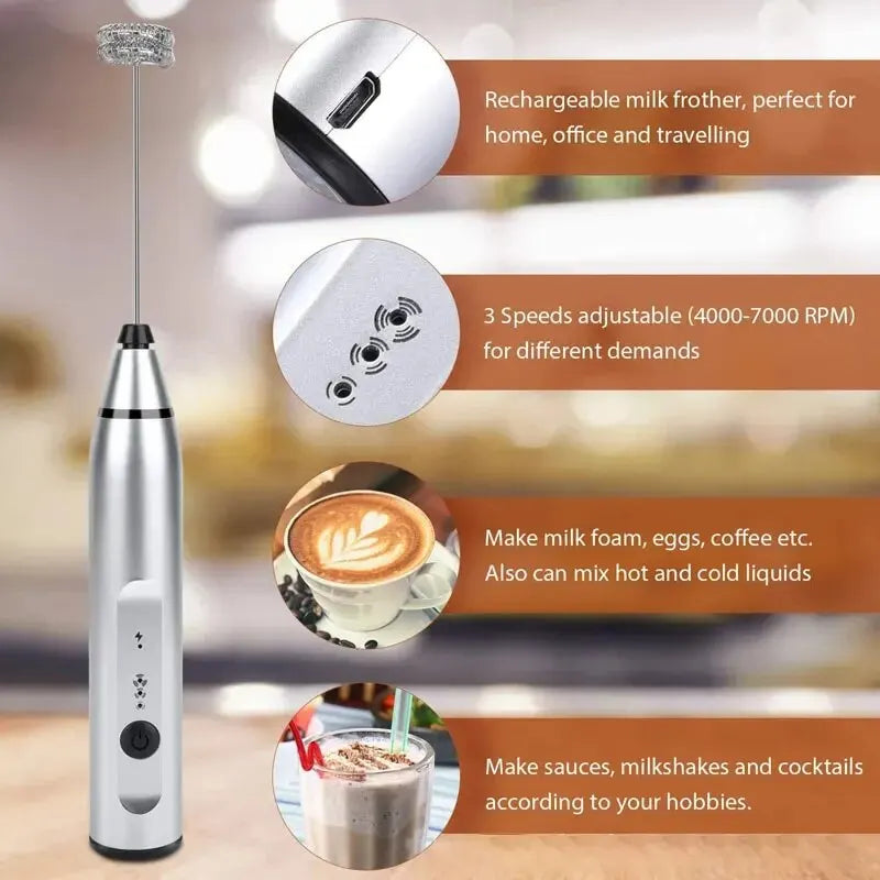 3-in-1 Milk Frother – Foamer, Mixer & Beater