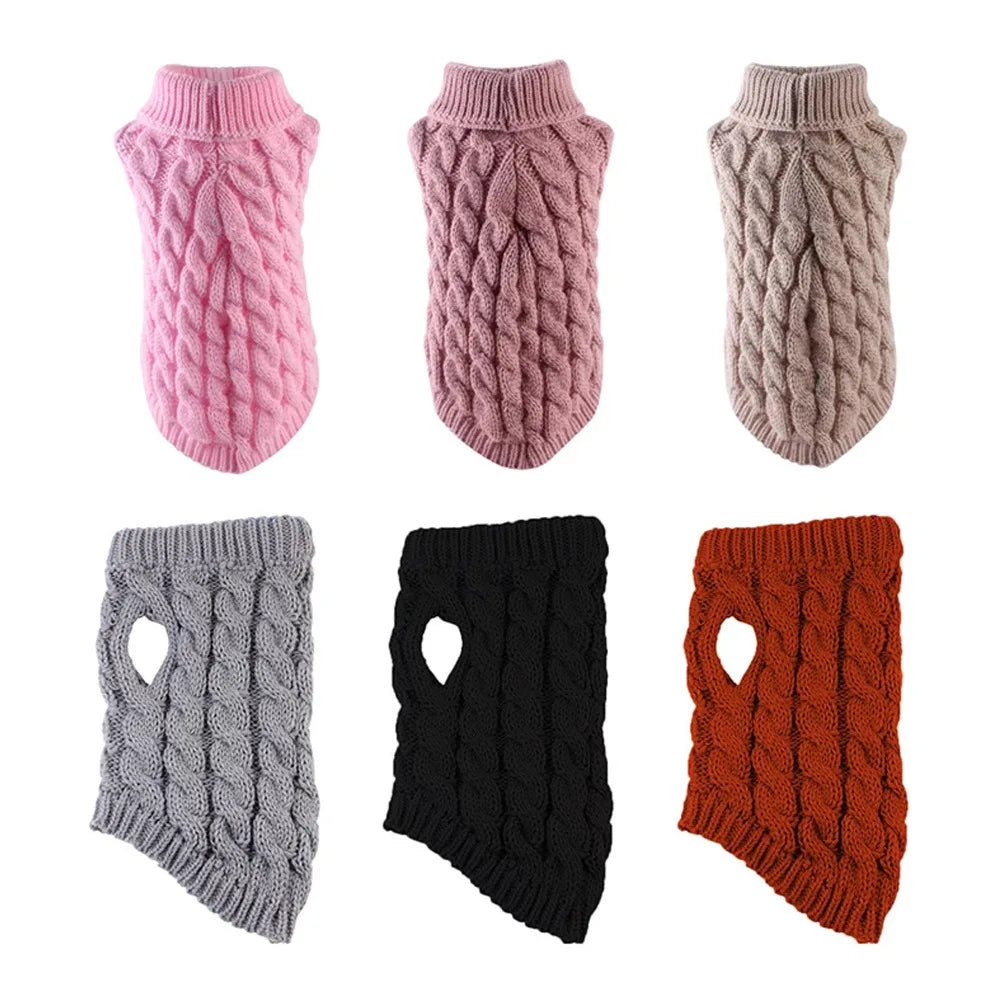 Nouveaux vêtements pour petits chiens de compagnie, pull tendance automne hiver, solide, torsades de pâte frite, tricot, vêtements chauds et confortables