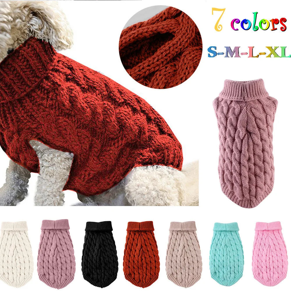 Nouveaux vêtements pour petits chiens de compagnie, pull tendance automne hiver, solide, torsades de pâte frite, tricot, vêtements chauds et confortables