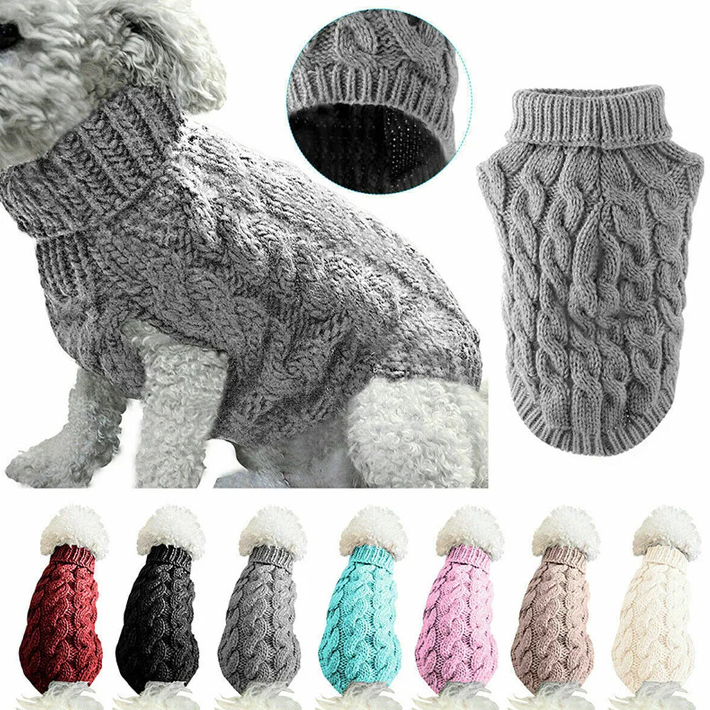 Nouveaux vêtements pour petits chiens de compagnie, pull tendance automne hiver, solide, torsades de pâte frite, tricot, vêtements chauds et confortables