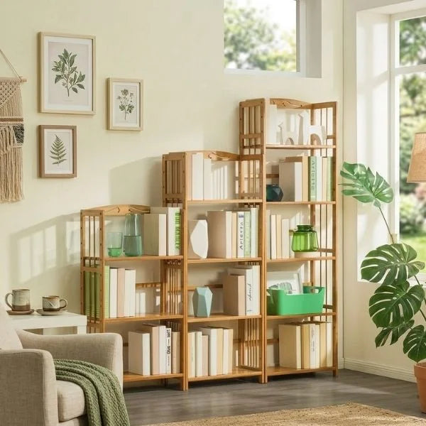Adjustable Tall Bamboo Bookshelf 01