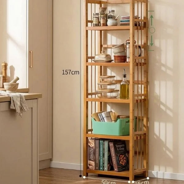 Adjustable Tall Bamboo Bookshelf 07