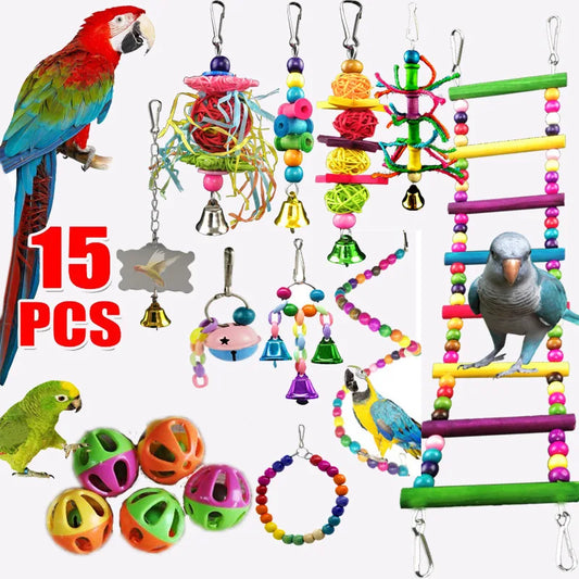Divertido set para tu loro: ¡columpio, hamaca y percha con campana! 