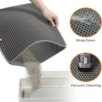 Alfombrilla para arena de gatos impermeable de doble capa: ¡Patas limpias, hogar limpio! 