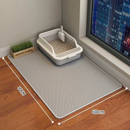 Alfombrilla para arena de gatos impermeable de doble capa: ¡Patas limpias, hogar limpio! 
