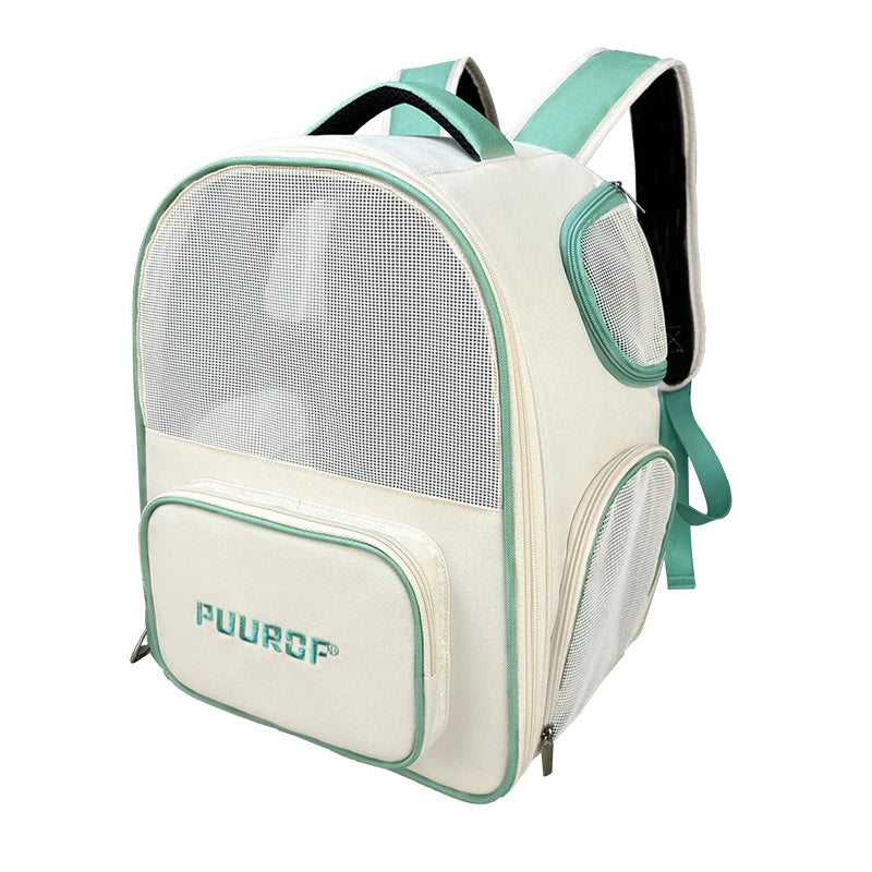 PUUROF Sac à dos à double bandoulière pour chat, sacoche de voyage portable pour chaton, sac à dos léger et respirant de grande capacité