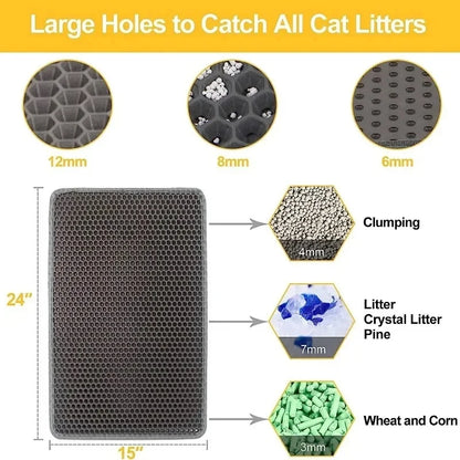 Alfombrilla para arena de gatos impermeable de doble capa: ¡Patas limpias, hogar limpio! 