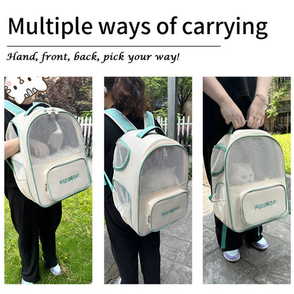 PUUROF Sac à dos à double bandoulière pour chat, sacoche de voyage portable pour chaton, sac à dos léger et respirant de grande capacité
