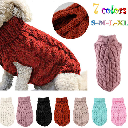 Nouveaux vêtements pour petits chiens de compagnie, pull tendance automne hiver, solide, torsades de pâte frite, tricot, vêtements chauds et confortables