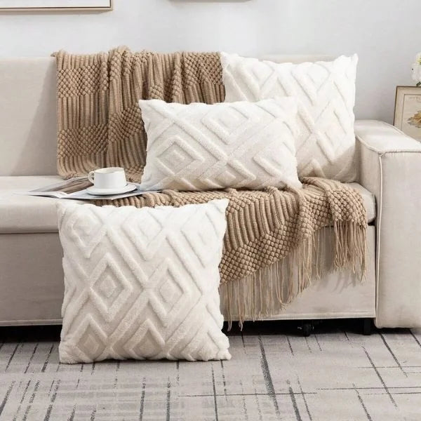 Snowflake Faux Fur Cushion Cover with Insert 07